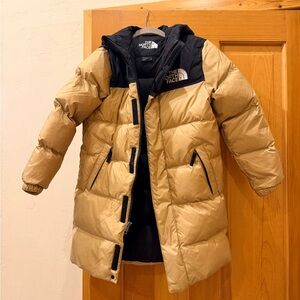 The North Face Tan and Black Boys’ & Girls’ Nuptse Long Parka